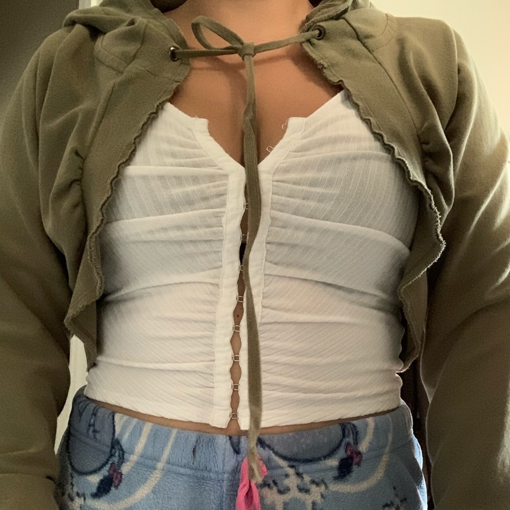Green Cropped Hoodie